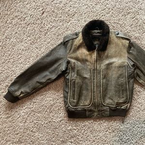 Vintage 1980’s Bermans Leather Bomber Jacket Size Large Kids.
